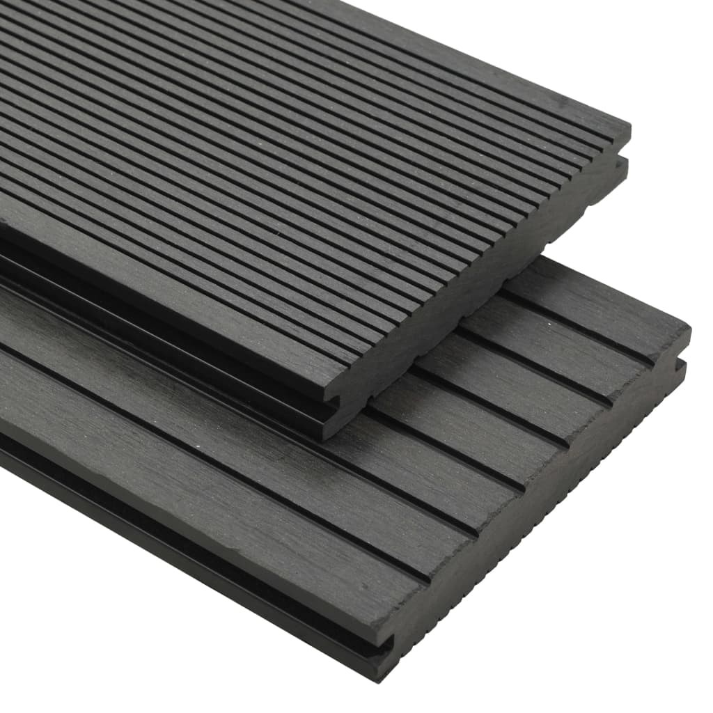 WPC Solid Decking Boards with Accessories 30 m² 4 m Grey